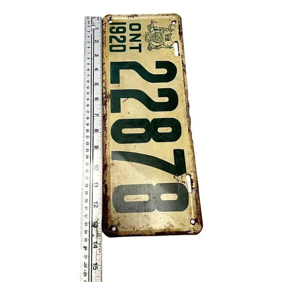 Ontario Licence Plate 1920 22878 Vintage Crest Canada Low Number - Picture 5 of 5